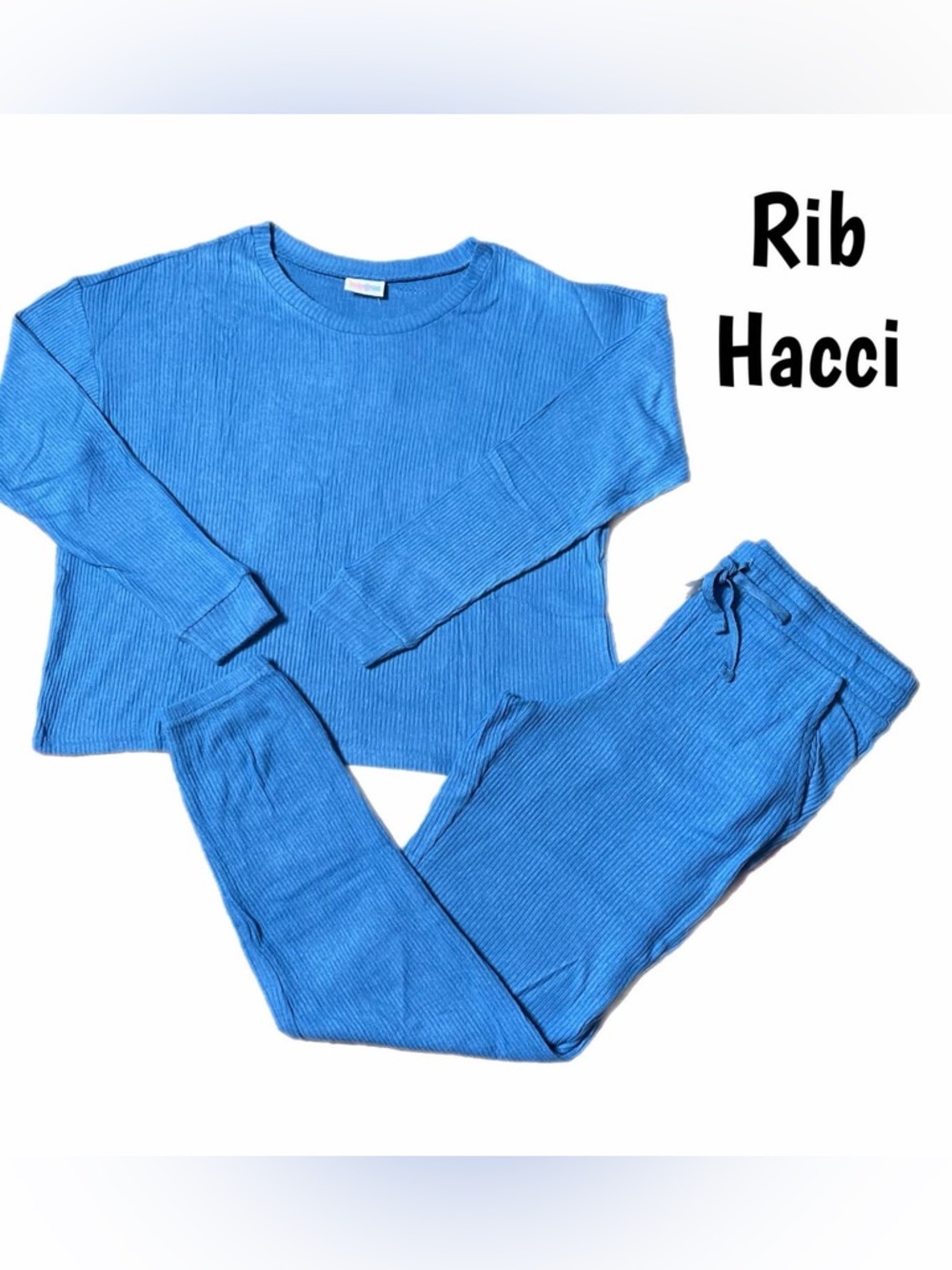 LuLaRoe Rib Hacci Blue Lounge Set